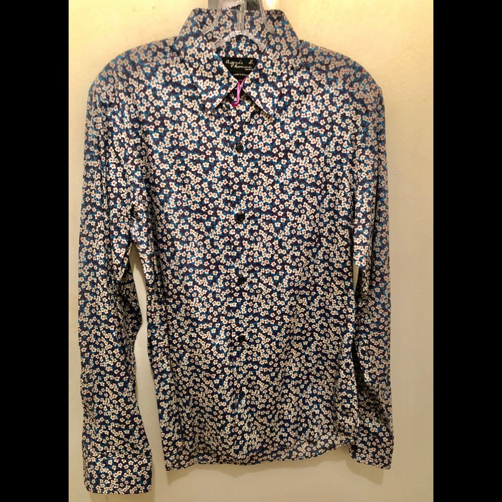 AGNES B BLUE FLORAL BUTTONS DOWN SHIRT